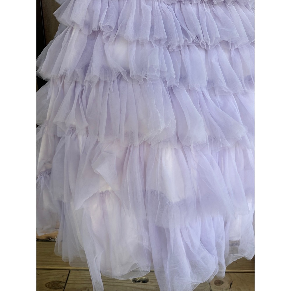 Alyce Paris Lilac Tulle Ruffle Ball Prom Gown Strapless Lace Corset Dress SZ 0 - Picture 9 of 12